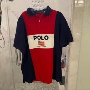 Polo Ralph Lauren American Flag Red Blue Polo Shirt Men’s Large